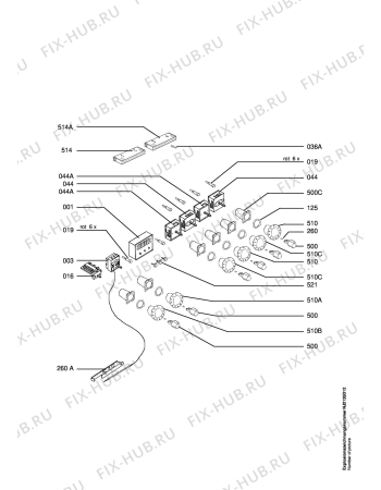 Взрыв-схема плиты (духовки) Electrolux EON6634B - Схема узла Functional parts 267